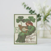 Carte Postale Femme Harpe d'Erin Shamrock (Debout devant)