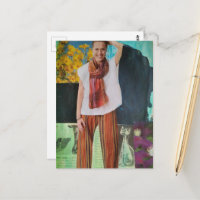 Femme Heureuse Avec Collage Média Mixte De Chat Ré