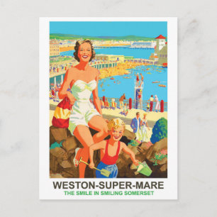 Carte Postale Femme heureuse sur Weston Super Mare