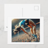 Carte Postale Femme High Jumper, (Devant / Derrière)
