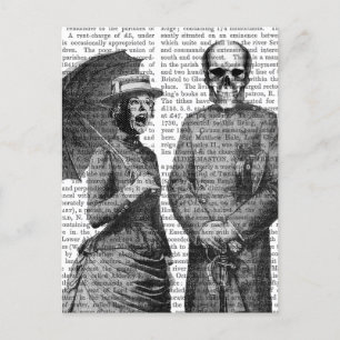 Carte Postale Femme hurlante et crâne