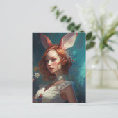 Carte Postale Femme Imaginaire de Cosplay de lapin blanc (Debout devant)