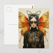 Carte Postale Femme Insecte Steampunk  (Devant / Derrière)