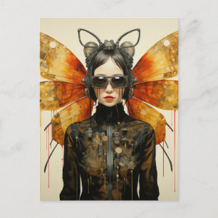 Carte Postale Femme Insecte Steampunk 