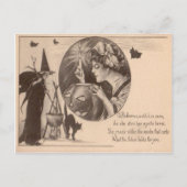 Carte Postale Femme Jack O' Lantern sorcière Chat noir (Devant)