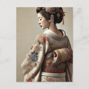 Carte Postale Femme japonaise en Kimono traditionnel
