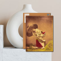 Femme japonaise vintage dans le vent