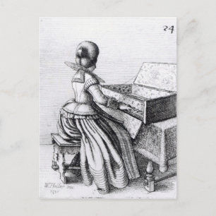 Carte Postale Femme jouant à un clavier, 1635