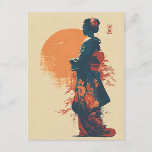 Carte Postale Femme kimono vintage