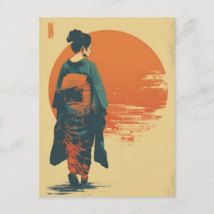 Carte Postale Femme kimono vintage