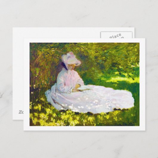 Carte Postale Femme Lecture Claude Monet (Devant / Derrière)