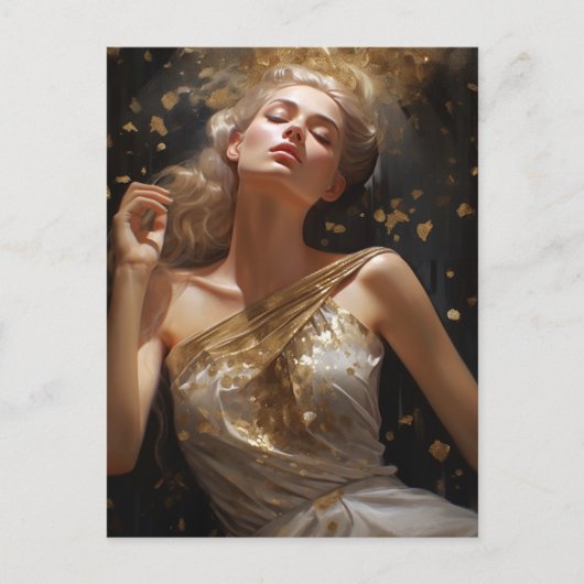 Carte Postale Femme magnifique avec Arrière - plan Parties scint (Devant)
