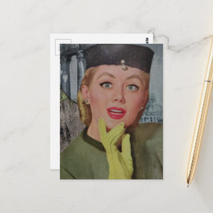Carte Postale Femme magnifique de l'ère des années 1950 Collage