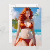 Carte Postale Femme magnifique en Bikini (Devant / Derrière)