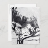 Carte Postale Femme malade dans un lit, peut-être Saskia (Devant / Derrière)