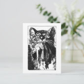 Carte Postale Femme Mangeant Chat (Debout devant)