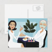 Carte Postale Femme manucure et visage au spa (Devant / Derrière)