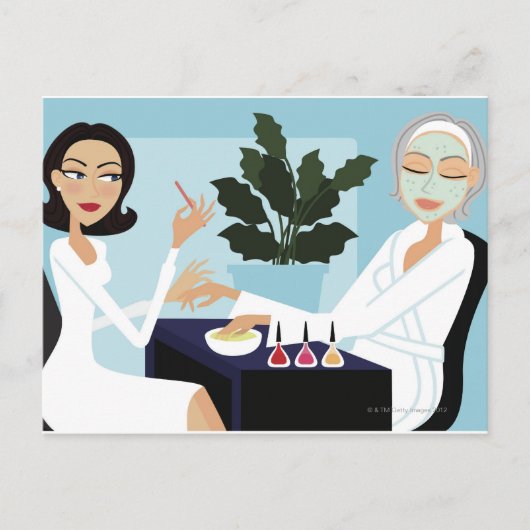 Carte Postale Femme manucure et visage au spa (Devant)
