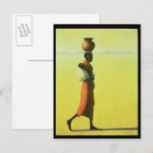 Carte Postale Femme marchant 1990 (Devant / Derrière)