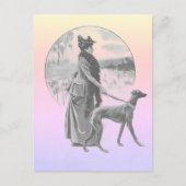 Carte Postale Femme marchant greyhhdog vintage (Devant)
