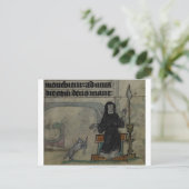 Carte Postale Femme médiévale filant avec chat (Debout devant)