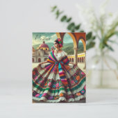 Carte Postale Femme mexicaine en robe traditionnelle (Debout devant)