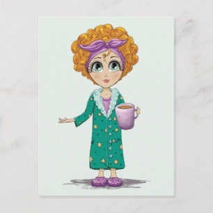 Carte Postale Femme mignonne buvant du café