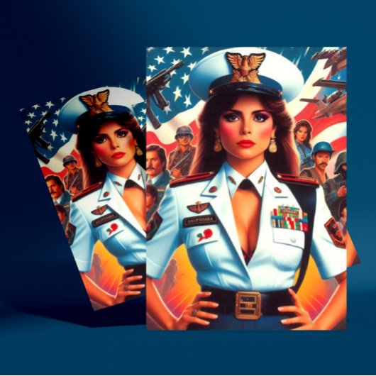 Carte Postale Femme militaire rétro