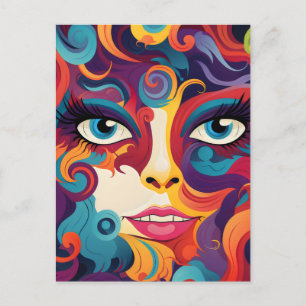 Carte Postale Femme Moderne Tourbillon Vibrant d'Émotions