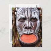 Carte Postale Femme Mursi avec plaque labiale (Devant / Derrière)