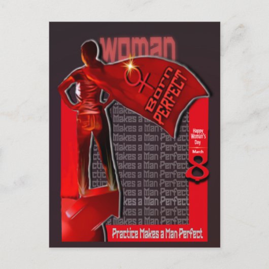 Carte Postale Femme Née Parfaite : Joyeuse Journée des Femmes 8  (Devant)