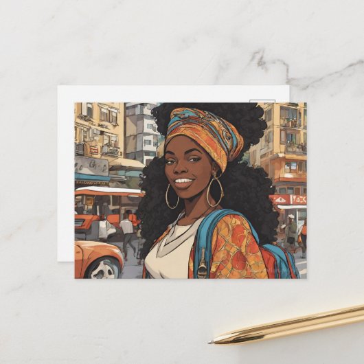 Carte Postale Femme noire (Devant/Arrière en situation)