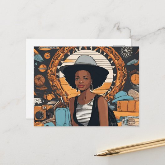 Carte Postale Femme noire (Devant/Arrière en situation)