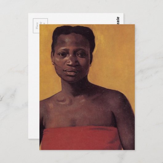 Carte Postale Femme noire assise (Devant / Derrière)