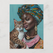 Carte Postale Femme noire avec chat (Devant)