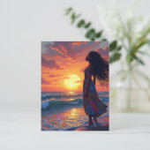 Carte Postale Femme noire sur la plage (Debout devant)