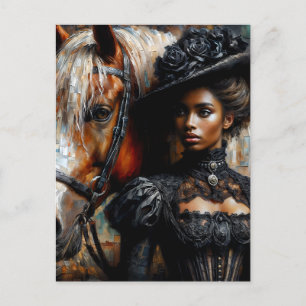 Carte Postale Femme noire victorienne avec cheval