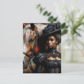 Carte Postale Femme noire victorienne avec cheval (Debout devant)