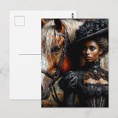 Carte Postale Femme noire victorienne avec cheval (Devant / Derrière)