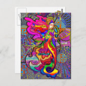 Carte Postale Femme papillon asiatique (Devant / Derrière)