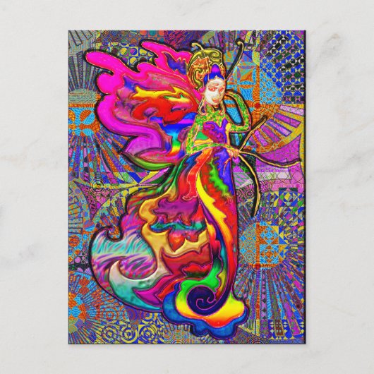 Carte Postale Femme papillon asiatique (Devant)