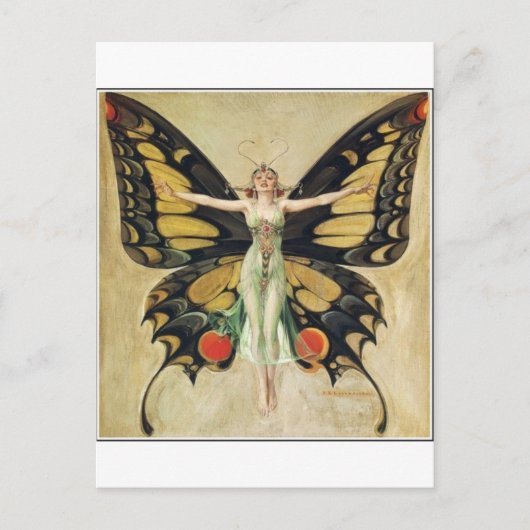 Carte Postale Femme papillon Leyendecker (Devant)