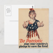 Carte Postale Femme patriotique vintage (Devant / Derrière)