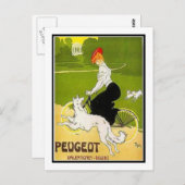 Carte Postale Femme Peugeot avec chien (Devant / Derrière)
