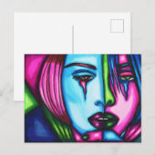 Carte Postale Femme Pleurant Visage Abstrait Art original (Devant / Derrière)