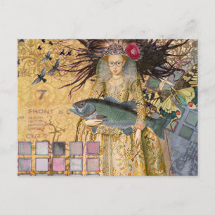 Carte Postale Femme Poisson Vintage Gothique Classique