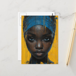Carte Postale Femme portant du bleu