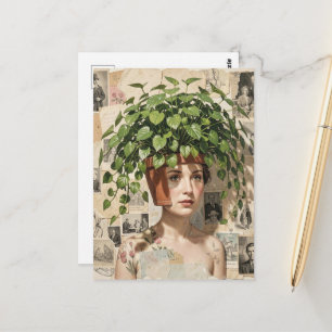 Carte Postale Femme Pot de Fleur Surréaliste