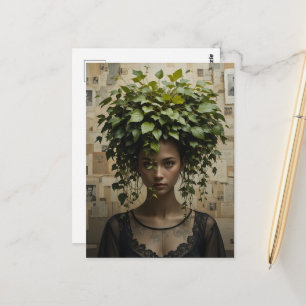 Carte Postale Femme Pot de Fleur Surréaliste