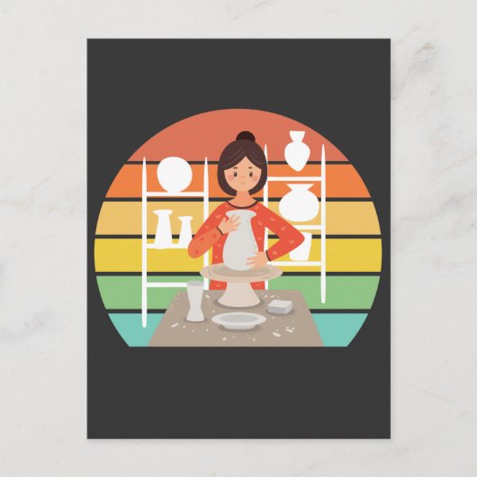 Carte Postale Femme poterie rétro four céramique (Devant)